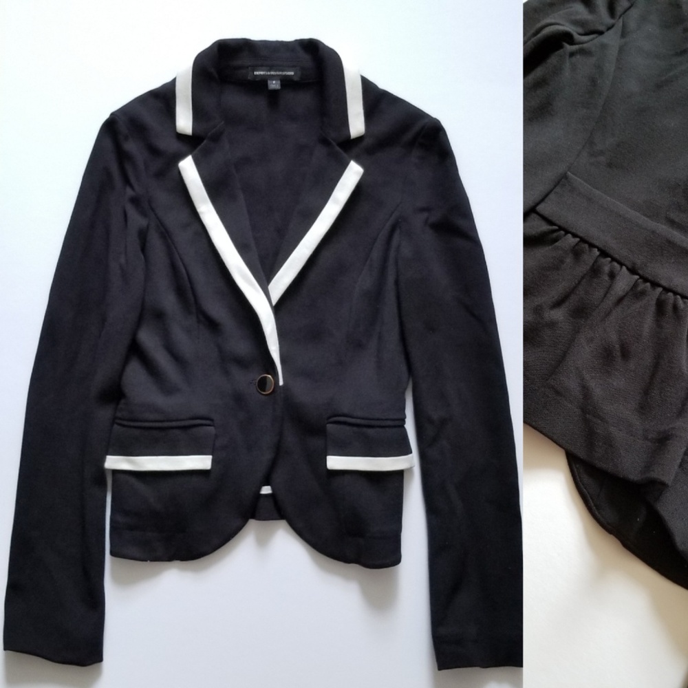 Express White Tipped Jersey Blazer